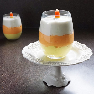 Candy corn cheesecake mousse recipe from @bijouxandbits