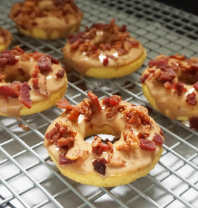 Elvis donuts (banana, peanut butter, and bacon donuts) from @bijouxandbits #donuts #bacon