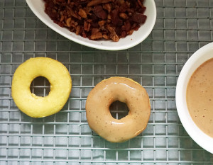 Elvis donuts (banana, peanut butter, and bacon donuts) from @bijouxandbits #donuts #bacon